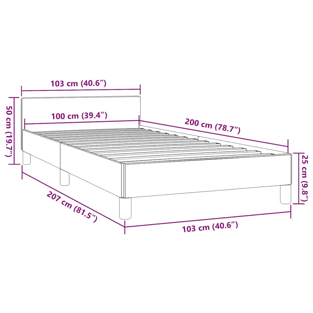 Letto singolo | Letto per adulti | Giroletto senza Materasso Nero 100x200 cm in Tessuto - Image 9