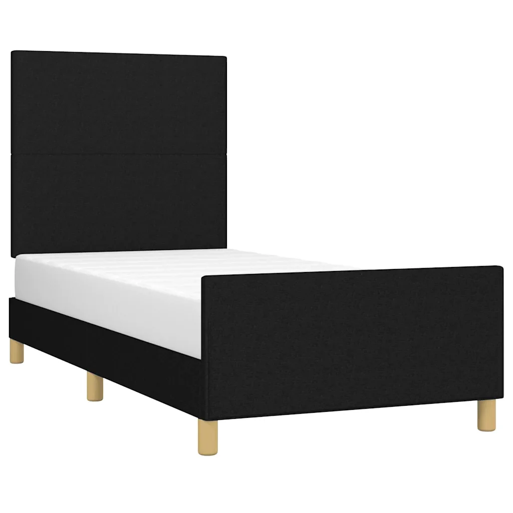 Letto singolo | Letto per adulti | Giroletto senza Materasso Nero 100x200 cm in Tessuto - Image 3