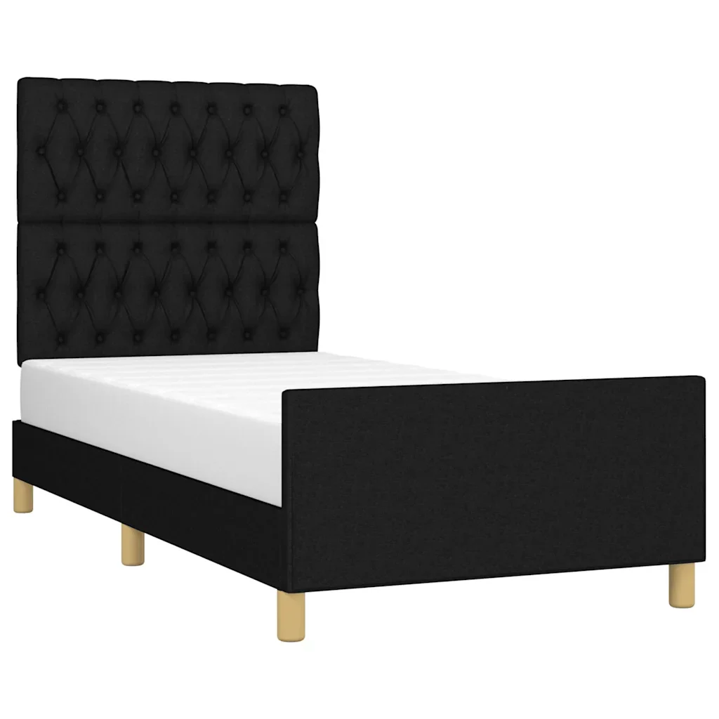 Letto singolo | Letto per adulti | Giroletto senza Materasso Nero 100x200 cm in Tessuto - Image 4