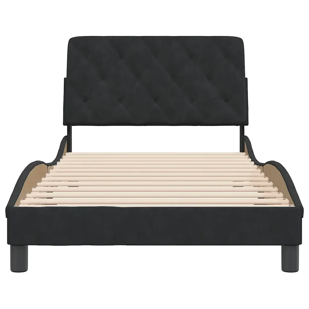 Letto singolo | Letto per adulti | Giroletto senza Materasso Nero 100x200 cm in Velluto - Image 5