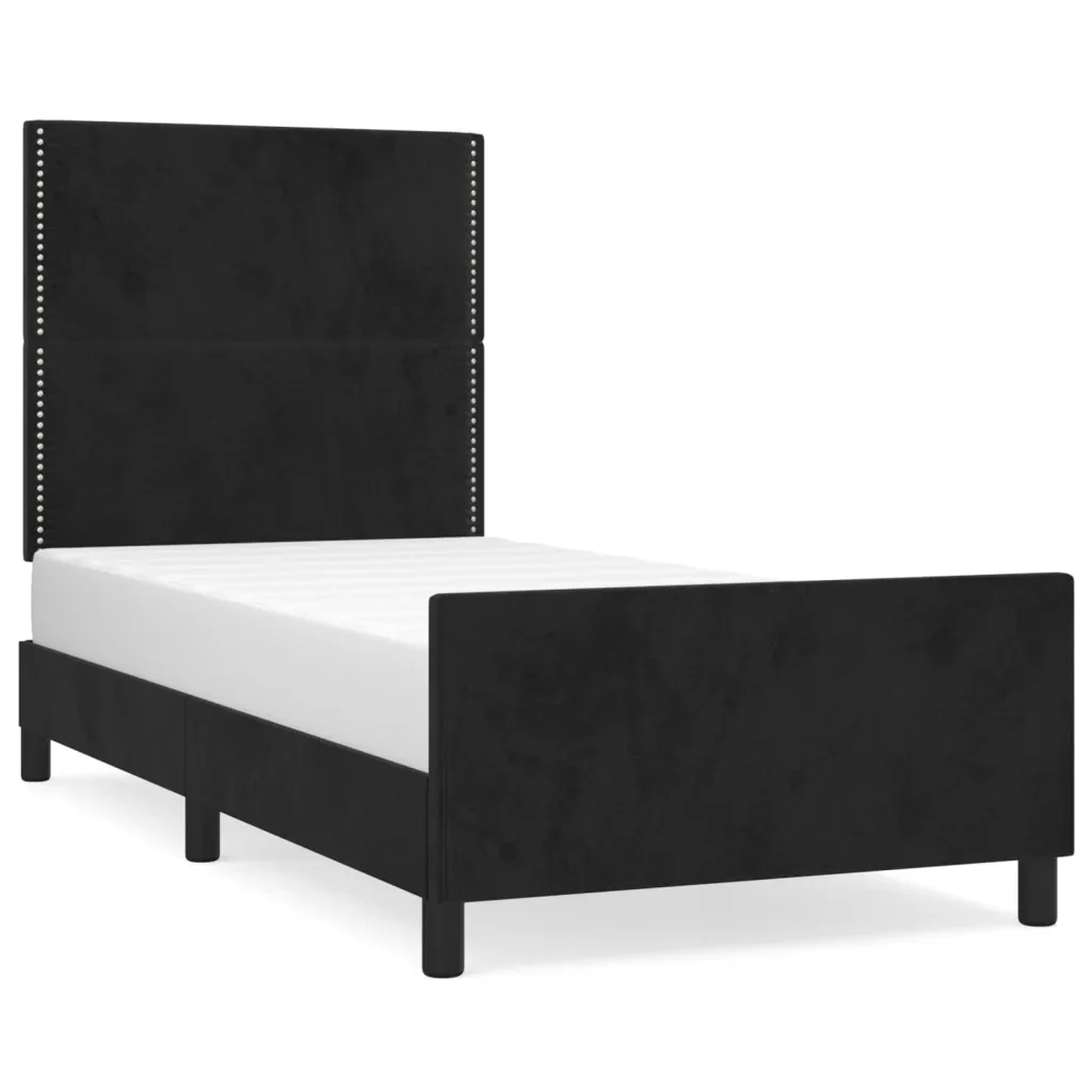 Letto singolo | Letto per adulti | Giroletto senza Materasso Nero 100x200 cm in Velluto