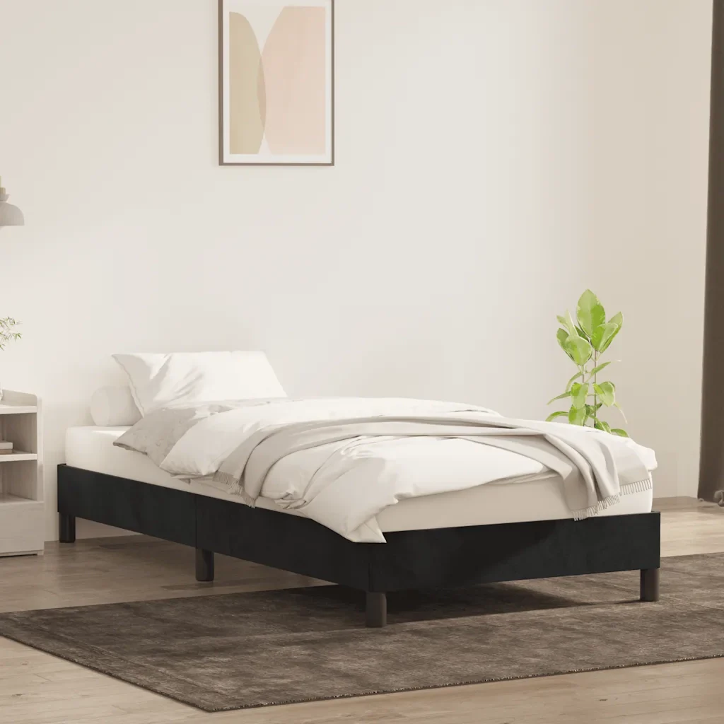 Letto singolo | Letto per adulti | Giroletto senza Materasso Nero 100x220 cm in Velluto - Image 4