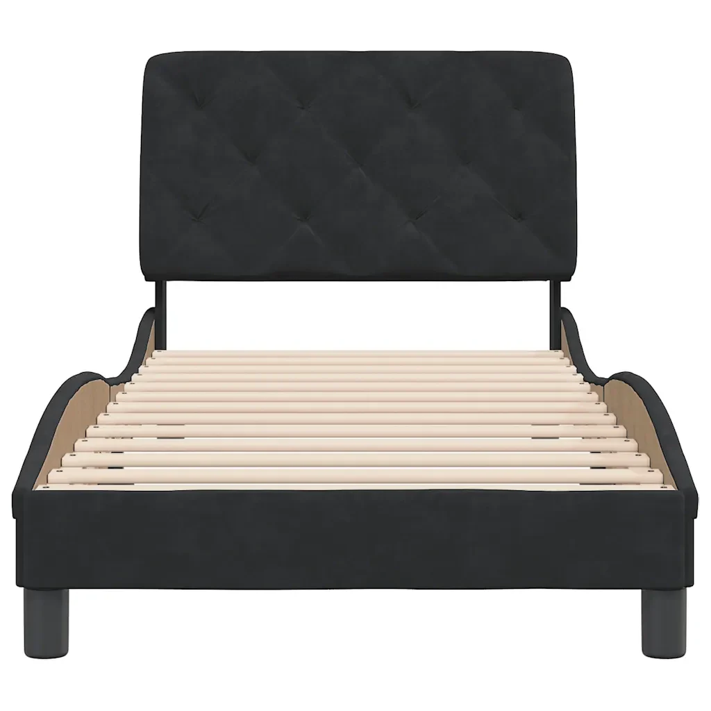 Letto singolo | Letto per adulti | Giroletto senza Materasso Nero 80x200 cm in Velluto - Image 5