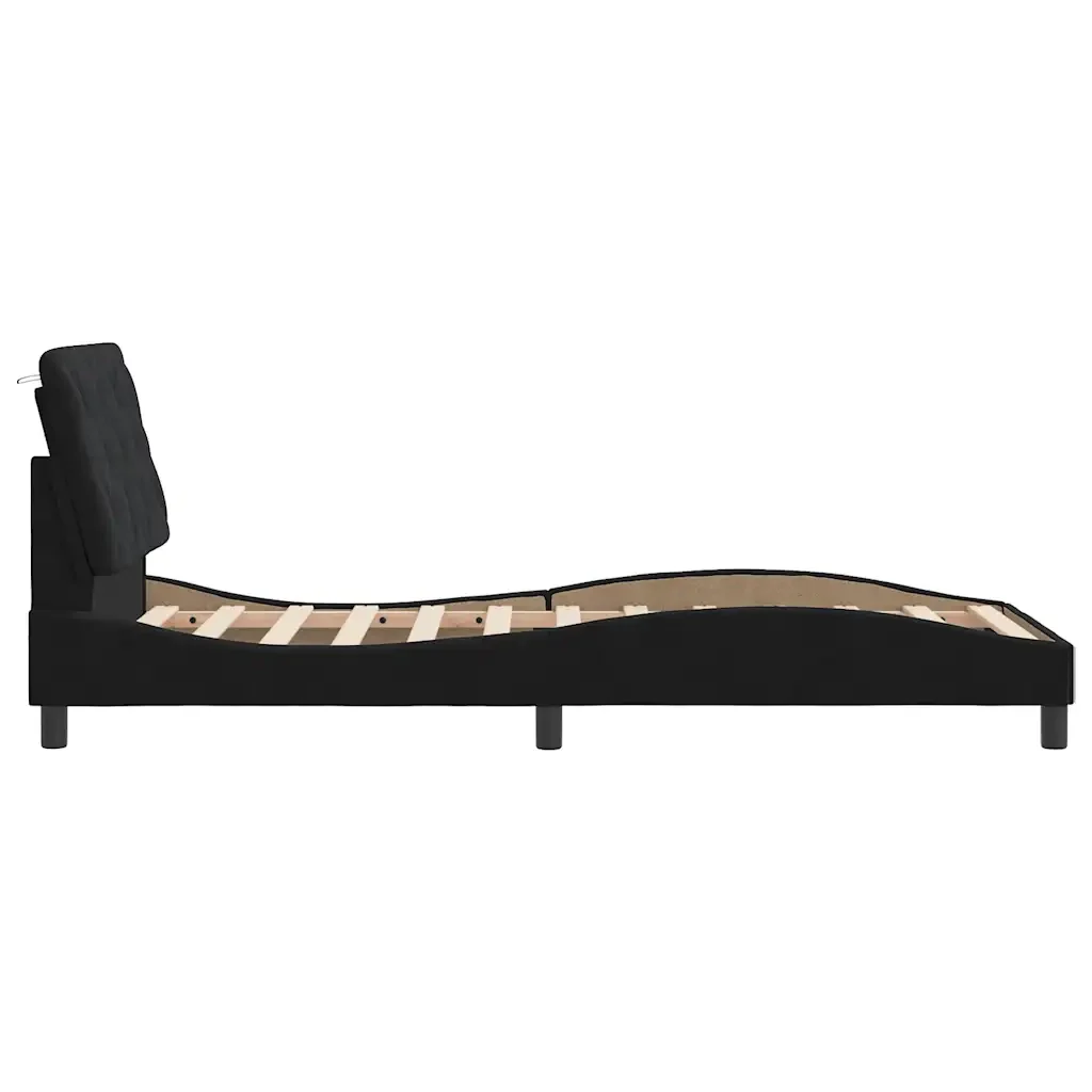Letto singolo | Letto per adulti | Giroletto senza Materasso Nero 80x200 cm in Velluto - Image 6