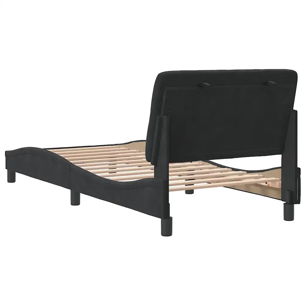 Letto singolo | Letto per adulti | Giroletto senza Materasso Nero 80x200 cm in Velluto - Image 7