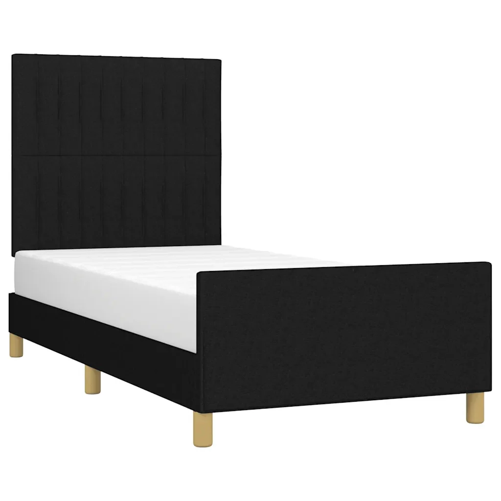 Letto singolo | Letto per adulti | Giroletto senza Materasso Nero 80x200 cm Tessuto - Image 3