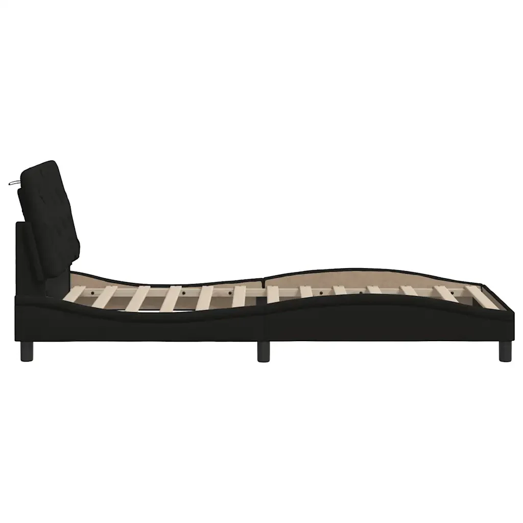 Letto singolo | Letto per adulti | Giroletto senza Materasso Nero 80x200 cm Tessuto - Image 8