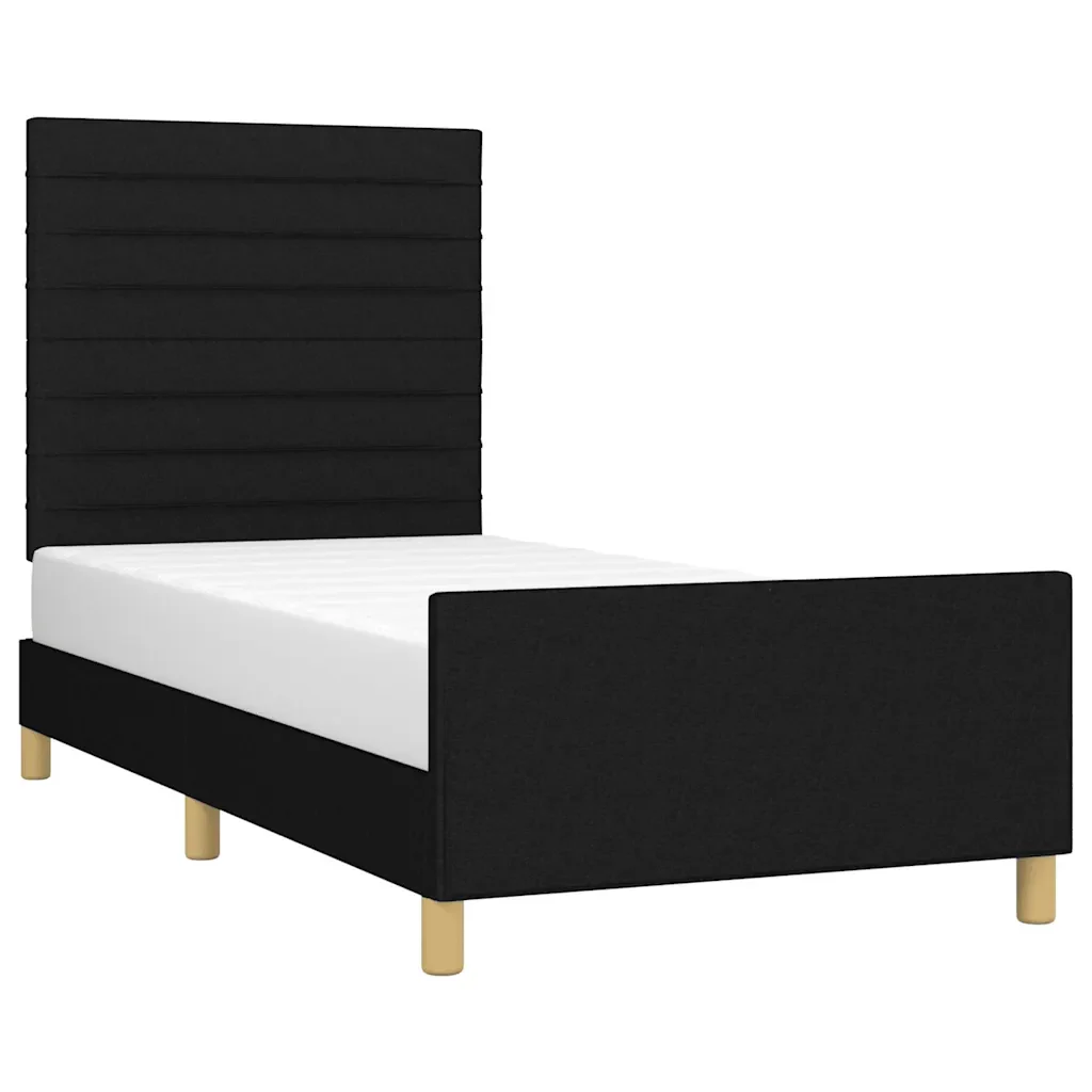 Letto singolo | Letto per adulti | Giroletto senza Materasso Nero 80x200 cm Tessuto - Image 4