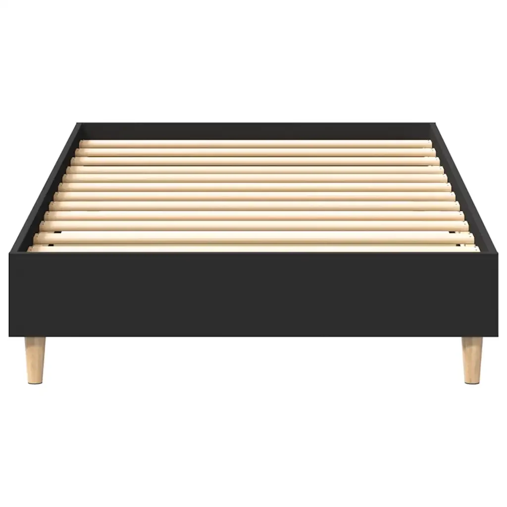 Letto singolo | Letto per adulti | Giroletto senza Materasso Nero 90x190 cm in Legno Multistrato - Image 5