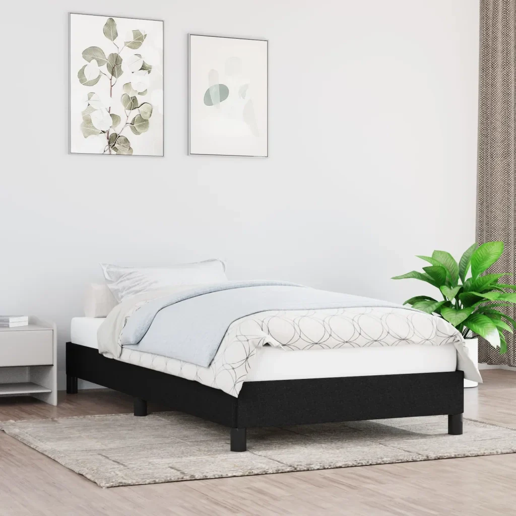 Letto singolo | Letto per adulti | Giroletto senza Materasso Nero 90x190 cm in Tessuto - Image 2