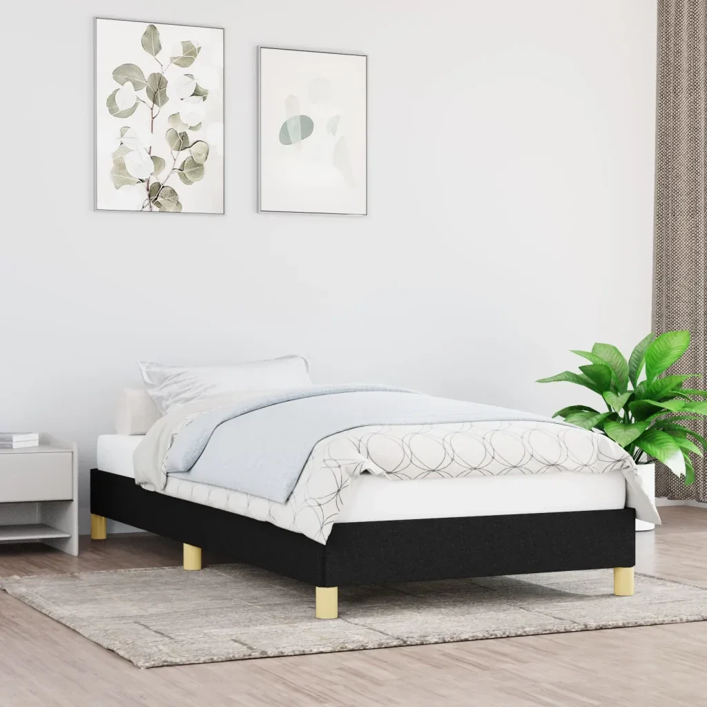 Letto singolo | Letto per adulti | Giroletto senza Materasso Nero 90x190 cm in Tessuto - Image 2