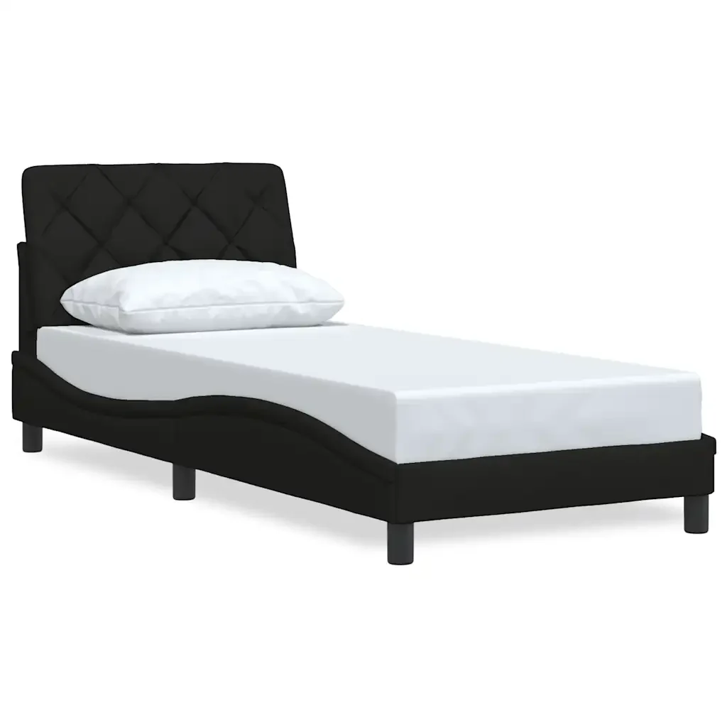 Letto singolo | Letto per adulti | Giroletto senza Materasso Nero 90x190 cm in Tessuto