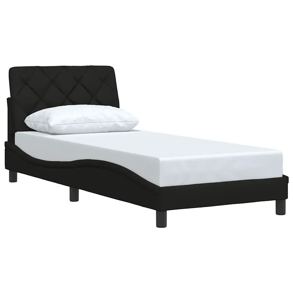 Letto singolo | Letto per adulti | Giroletto senza Materasso Nero 90x190 cm in Tessuto - Image 4