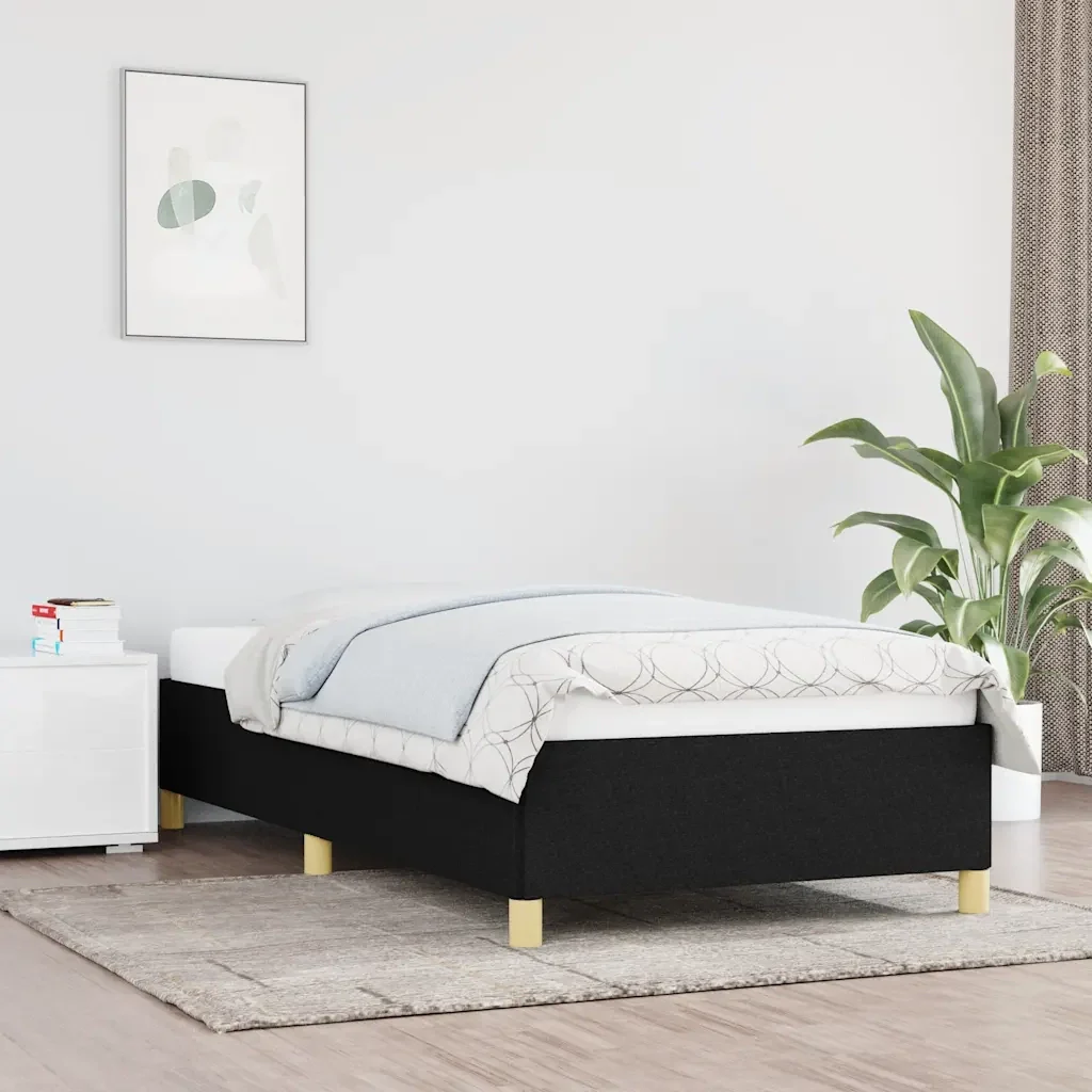 Letto singolo | Letto per adulti | Giroletto senza Materasso Nero 90x190 cm in Tessuto - Image 2