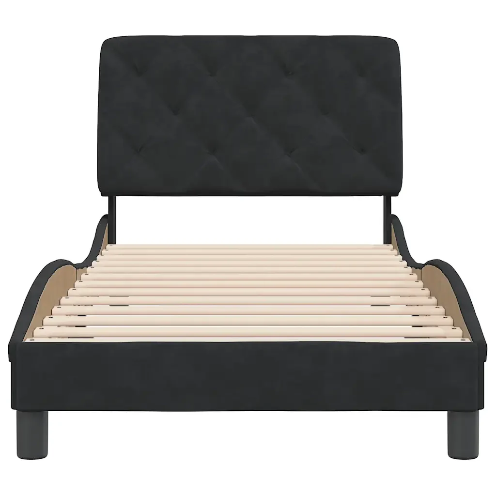 Letto singolo | Letto per adulti | Giroletto senza Materasso Nero 90x190 cm in Velluto - Image 5