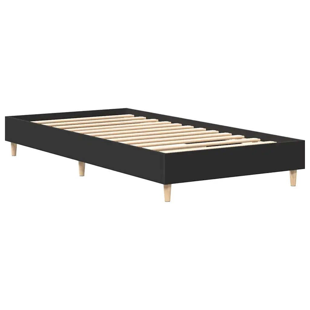 Letto singolo | Letto per adulti | Giroletto senza Materasso Nero 90x200 cm in Legno Multistrato - Image 7