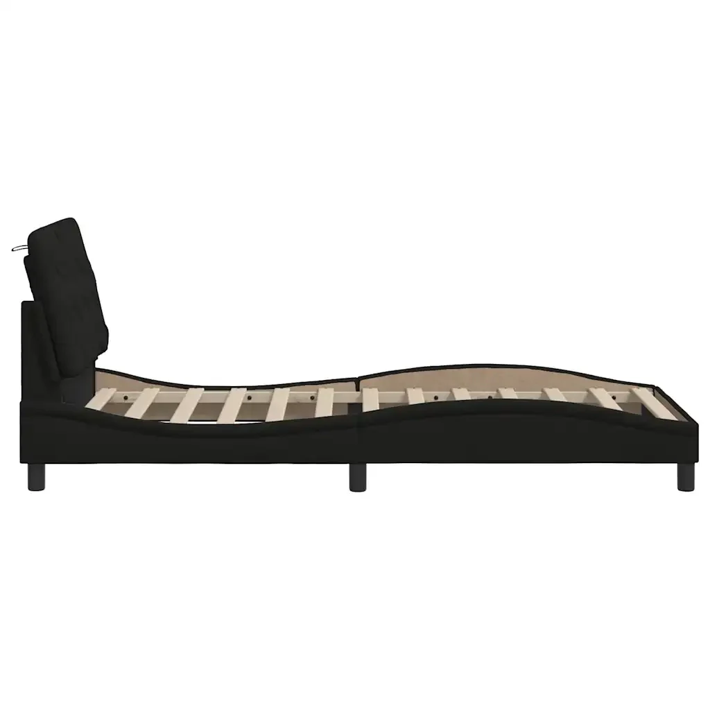 Letto singolo | Letto per adulti | Giroletto senza Materasso Nero 90x200 cm in Tessuto - Image 8