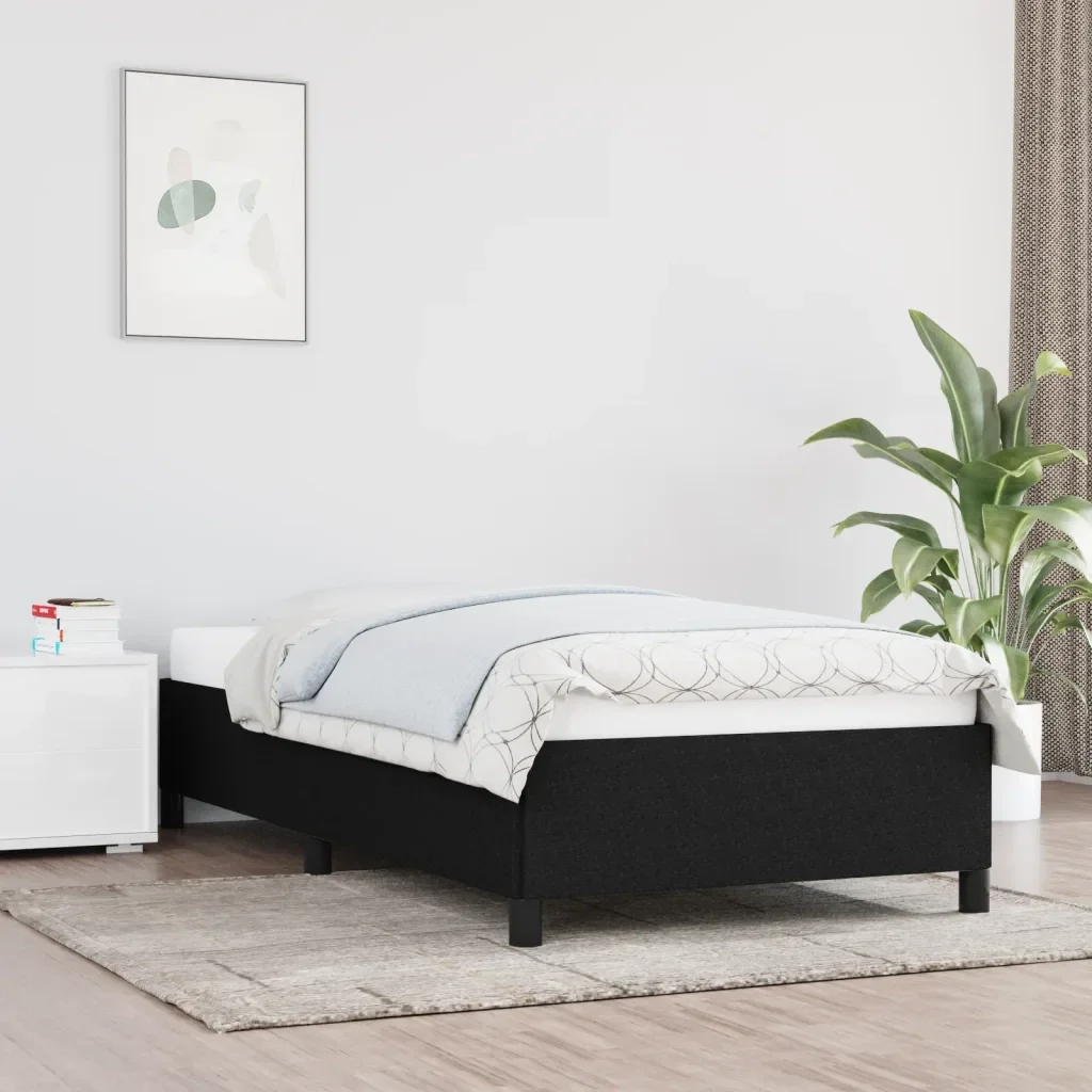 Letto singolo | Letto per adulti | Giroletto senza Materasso Nero 90x200 cm in Tessuto - Image 2