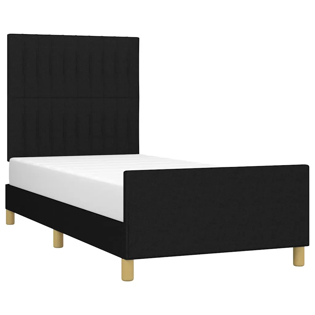 Letto singolo | Letto per adulti | Giroletto senza Materasso Nero 90x200 cm in Tessuto - Image 4