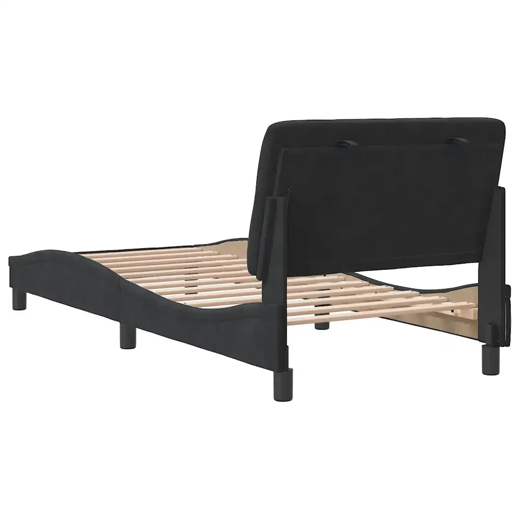 Letto singolo | Letto per adulti | Giroletto senza Materasso Nero 90x200 cm in Velluto - Image 7