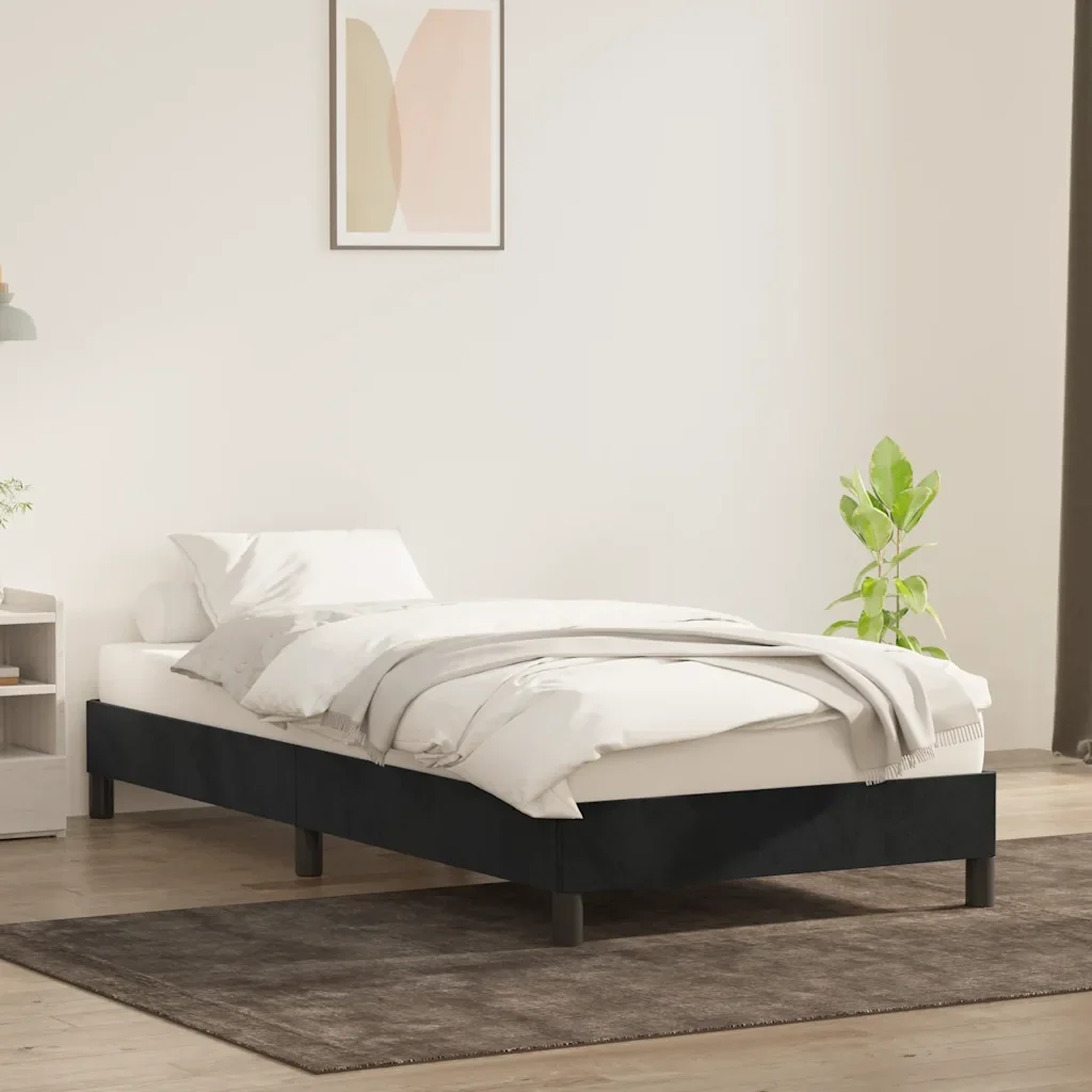 Letto singolo | Letto per adulti | Giroletto senza Materasso Nero 90x220 cm in Velluto - Image 4