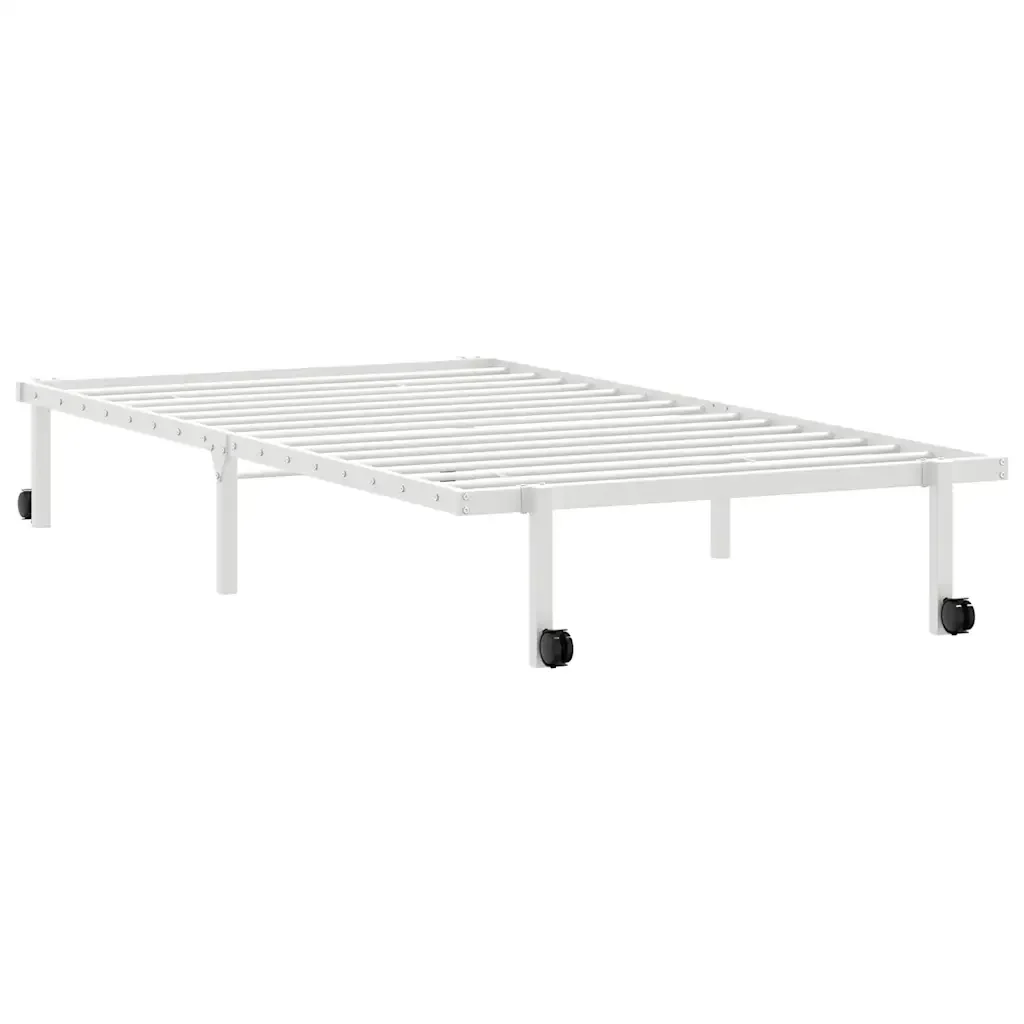 Letto singolo | Letto per adulti | Giroletto senza Materasso Pieghevole Bianco 100x190 cm Acciaio - Image 5