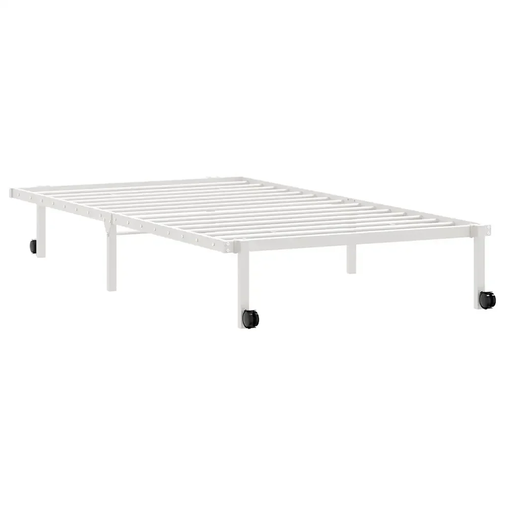 Letto singolo | Letto per adulti | Giroletto senza Materasso Pieghevole Bianco 100x190 cm Acciaio - Image 8