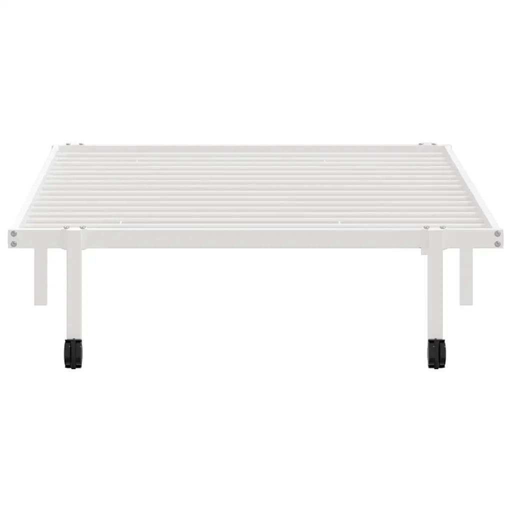 Letto singolo | Letto per adulti | Giroletto senza Materasso Pieghevole Bianco 100x200 cm Acciaio - Image 6