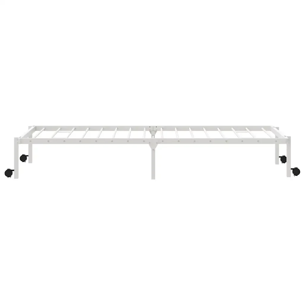 Letto singolo | Letto per adulti | Giroletto senza Materasso Pieghevole Bianco 100x200 cm Acciaio - Image 7
