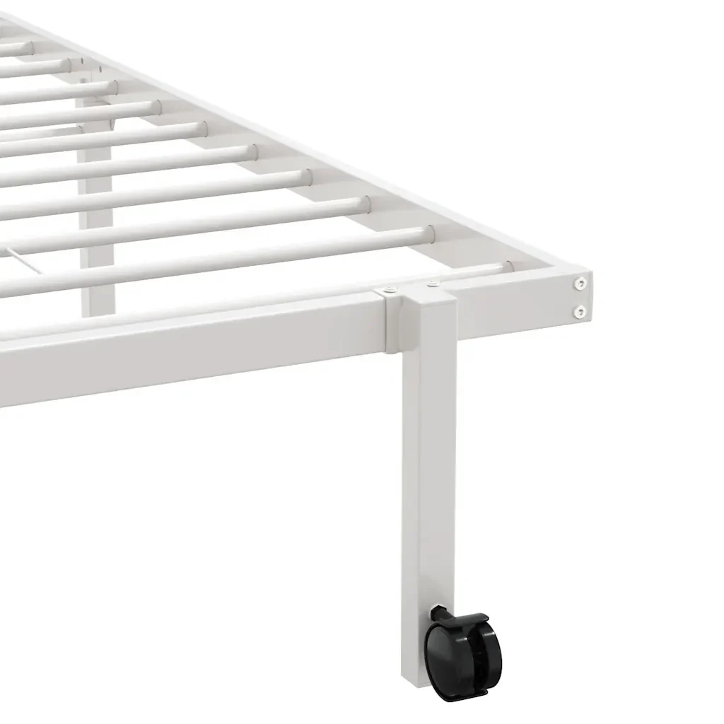 Letto singolo | Letto per adulti | Giroletto senza Materasso Pieghevole Bianco 107x203 cm Acciaio - Image 10