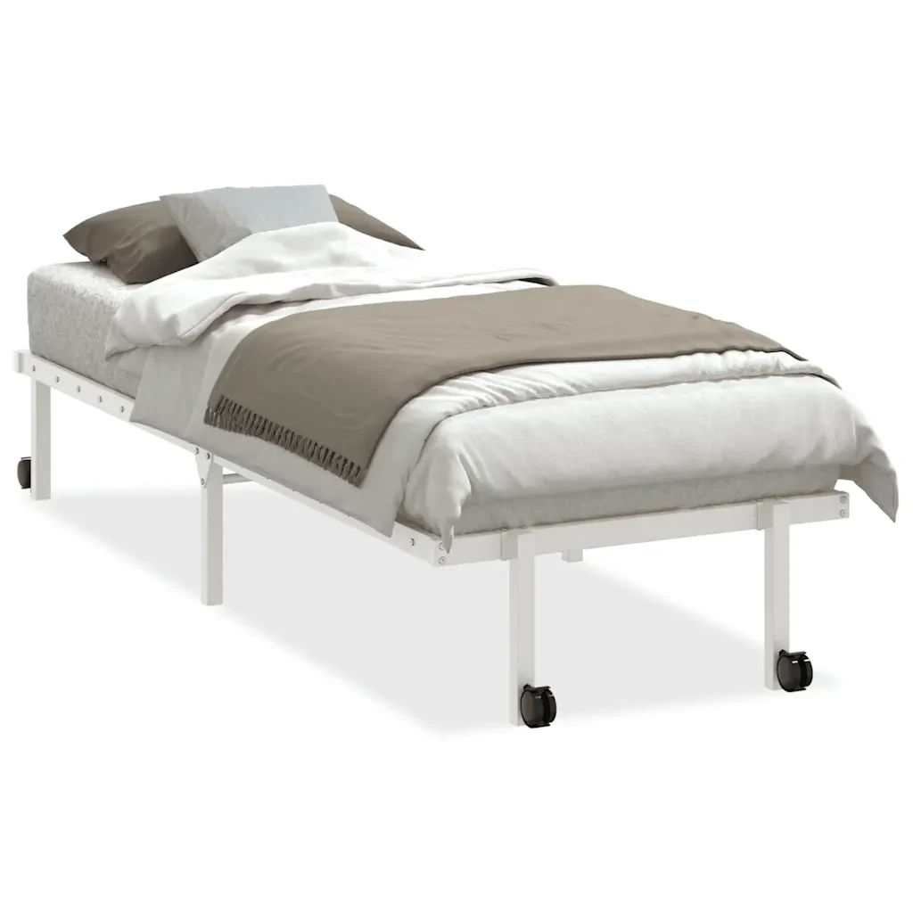 Letto singolo | Letto per adulti | Giroletto senza Materasso Pieghevole Bianco 75x190 cm Acciaio