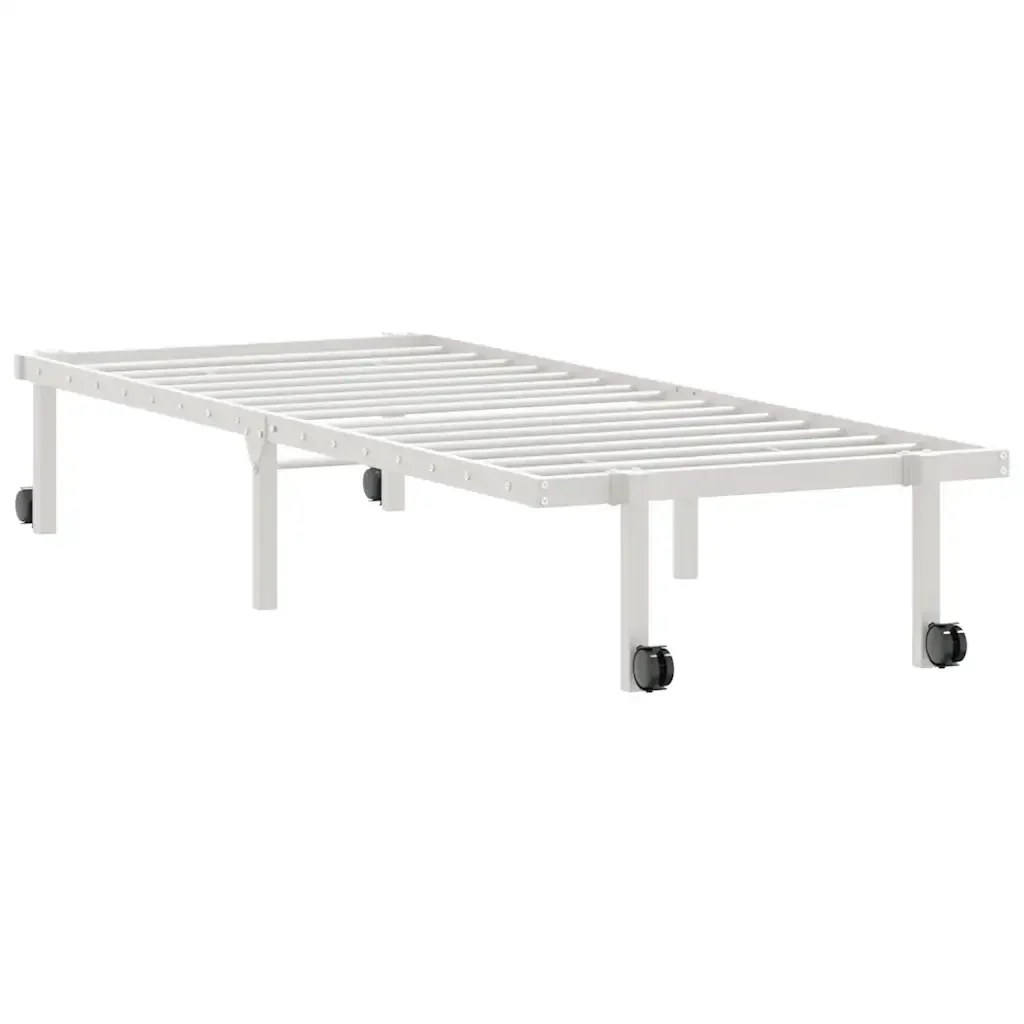 Letto singolo | Letto per adulti | Giroletto senza Materasso Pieghevole Bianco 75x190 cm Acciaio - Image 5
