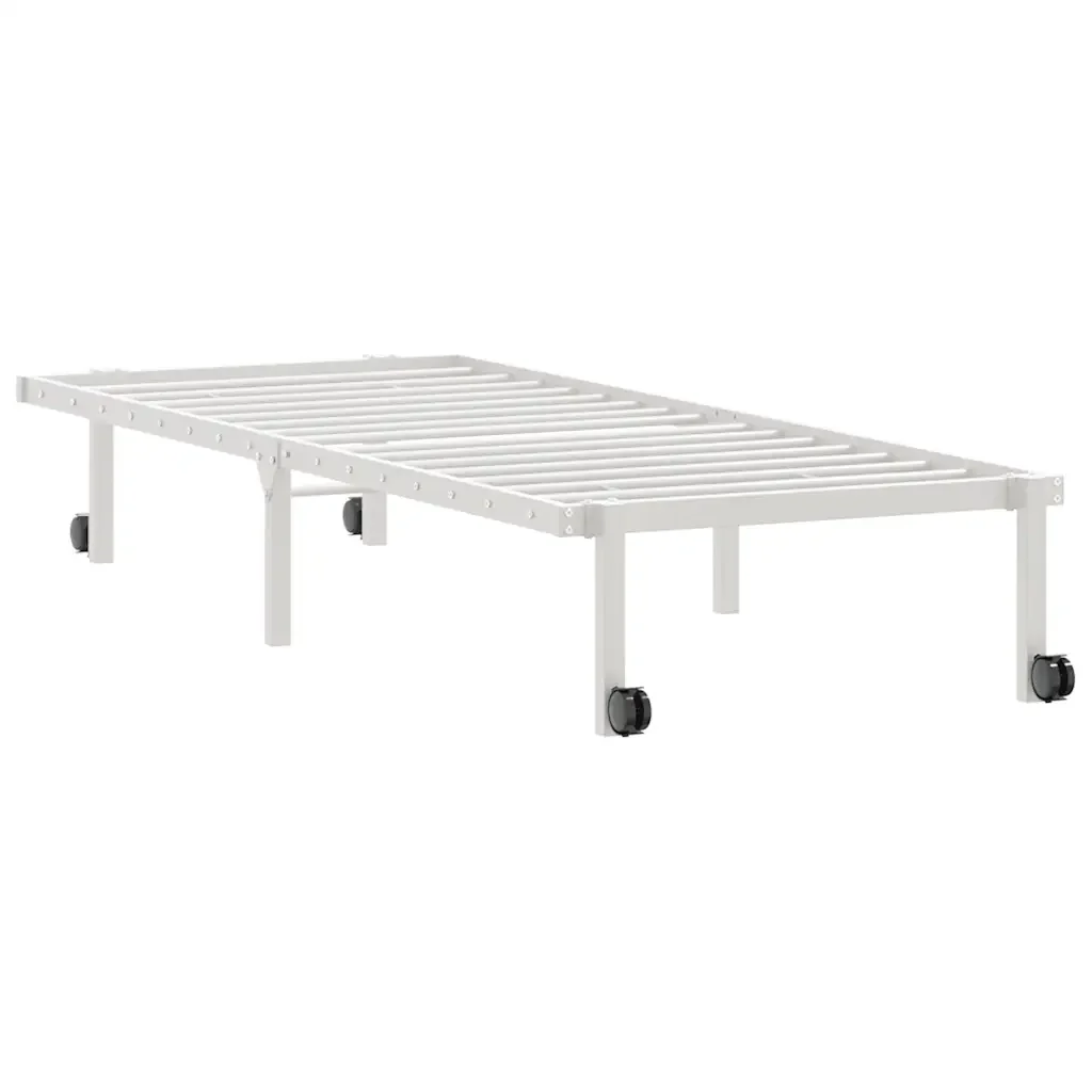 Letto singolo | Letto per adulti | Giroletto senza Materasso Pieghevole Bianco 75x190 cm Acciaio - Image 8