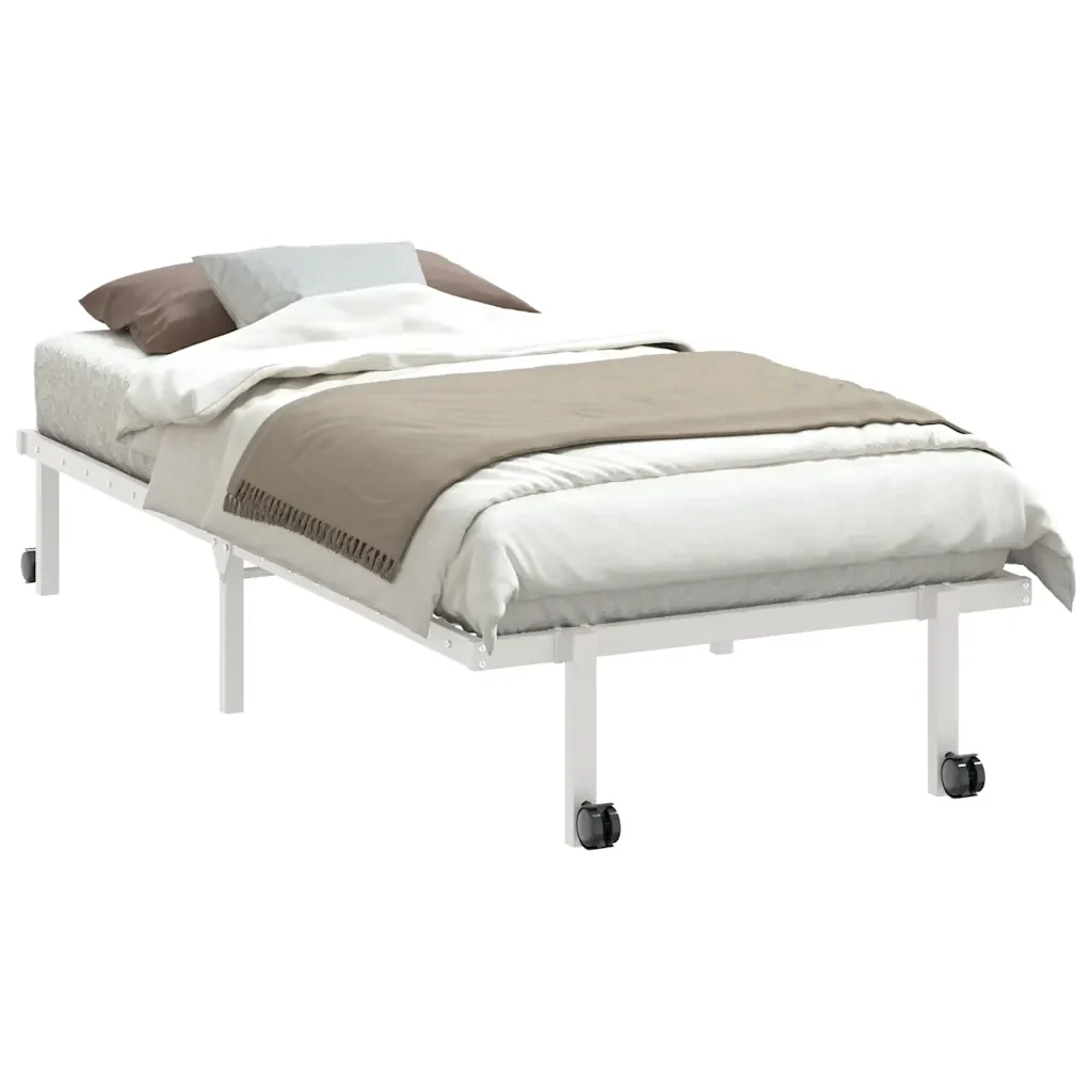 Letto singolo | Letto per adulti | Giroletto senza Materasso Pieghevole Bianco 90x190 cm Acciaio - Image 4