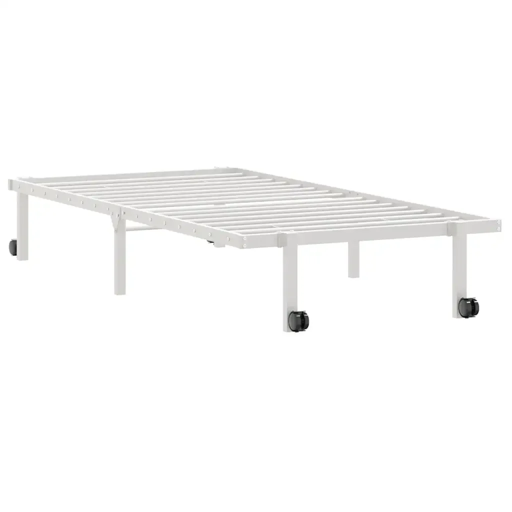 Letto singolo | Letto per adulti | Giroletto senza Materasso Pieghevole Bianco 90x190 cm Acciaio - Image 5