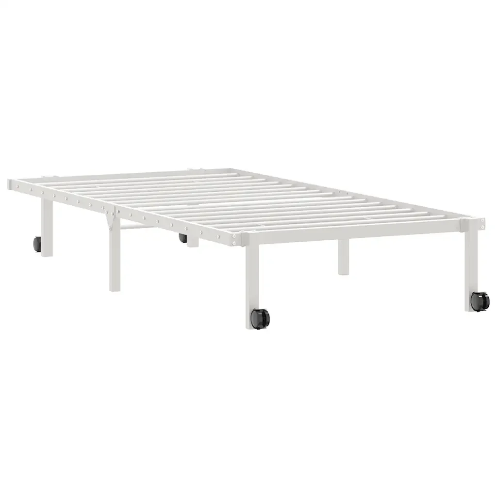 Letto singolo | Letto per adulti | Giroletto senza Materasso Pieghevole Bianco 90x190 cm Acciaio - Image 8