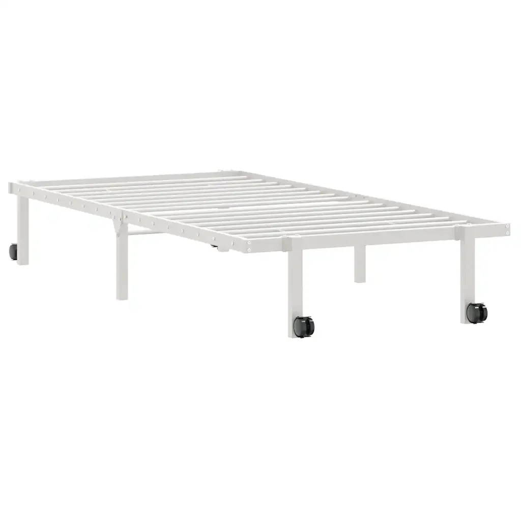 Letto singolo | Letto per adulti | Giroletto senza Materasso Pieghevole Bianco 90x200 cm Acciaio - Image 5