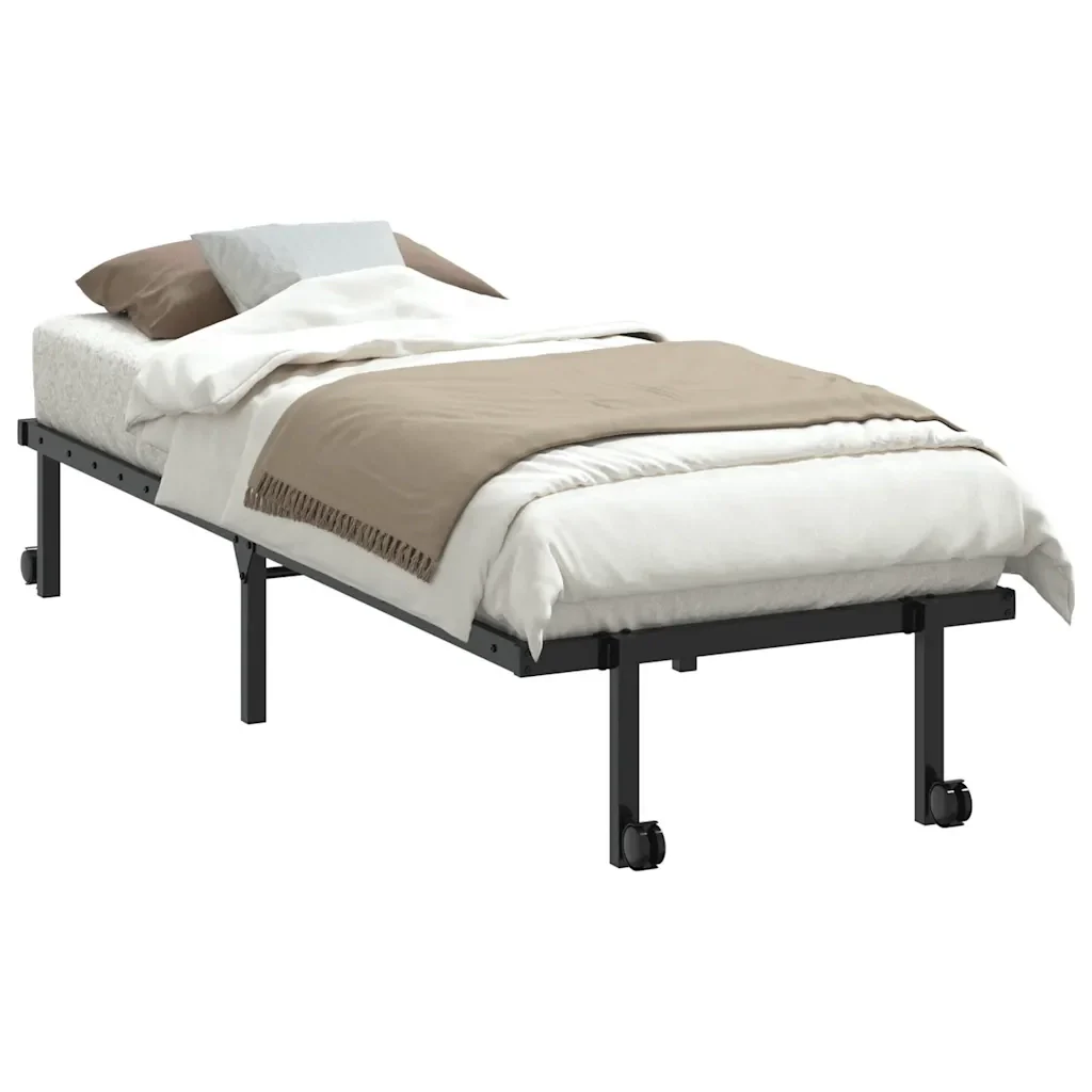 Letto singolo | Letto per adulti | Giroletto senza Materasso Pieghevole Nero 80x200 cm in Acciaio - Image 3