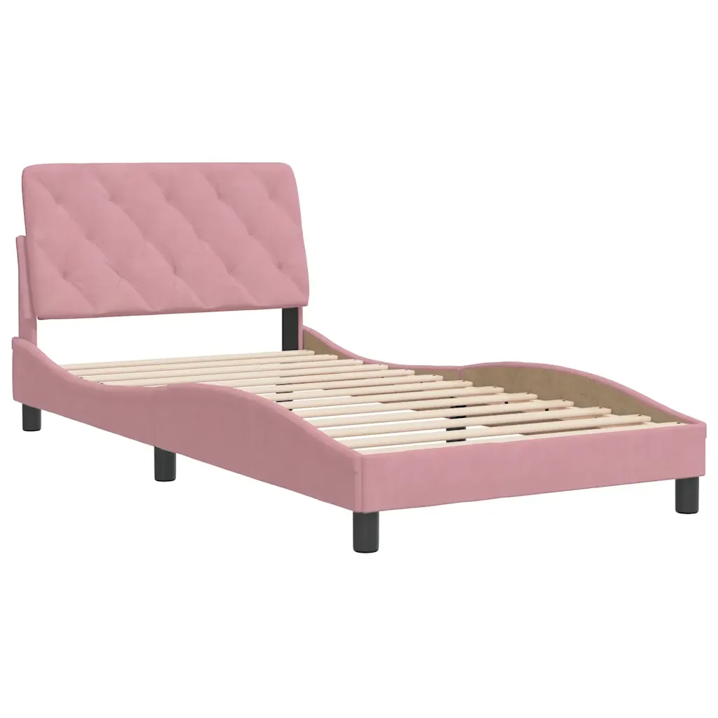 Letto singolo | Letto per adulti | Giroletto senza Materasso Rosa 100x200 cm in Velluto - Image 3