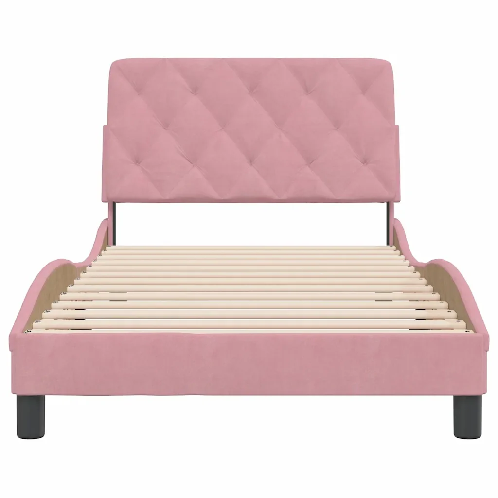 Letto singolo | Letto per adulti | Giroletto senza Materasso Rosa 100x200 cm in Velluto - Image 5