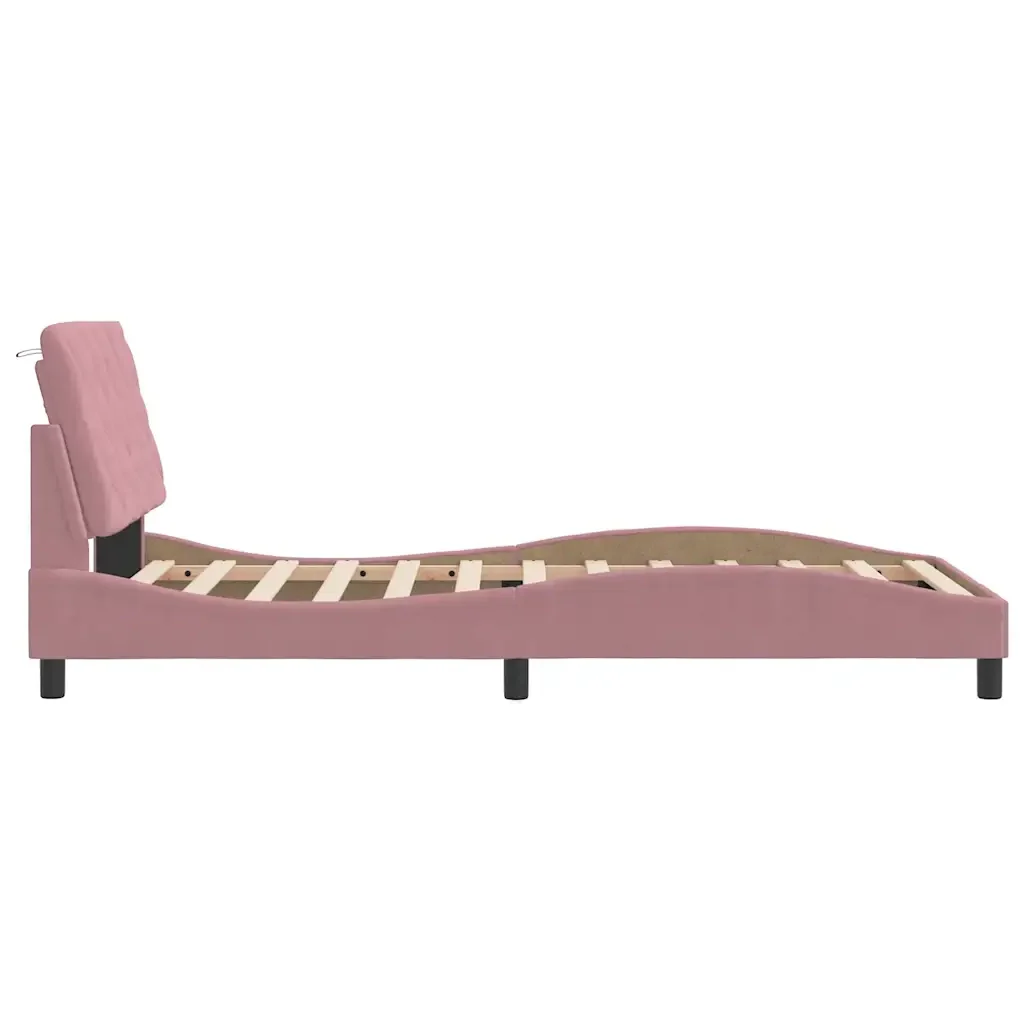 Letto singolo | Letto per adulti | Giroletto senza Materasso Rosa 100x200 cm in Velluto - Image 6