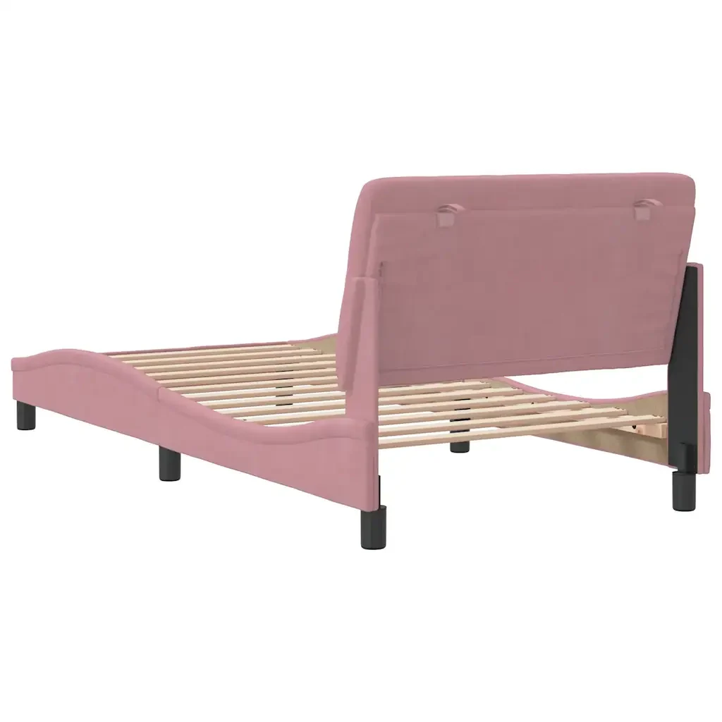 Letto singolo | Letto per adulti | Giroletto senza Materasso Rosa 100x200 cm in Velluto - Image 7