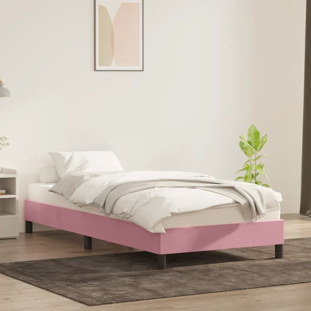 Letto singolo | Letto per adulti | Giroletto senza Materasso Rosa 100x210 cm in Velluto - Image 3