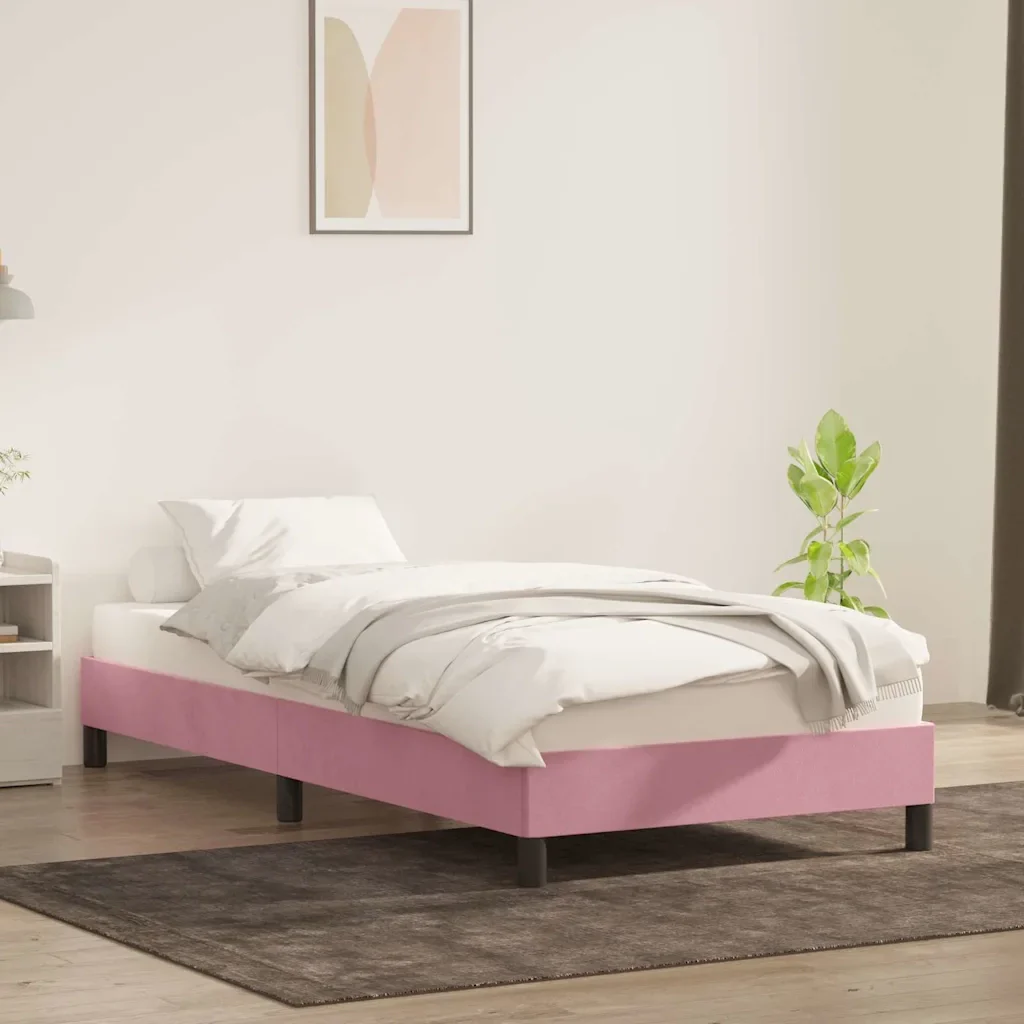 Letto singolo | Letto per adulti | Giroletto senza Materasso Rosa 100x220 cm Velluto - Image 4