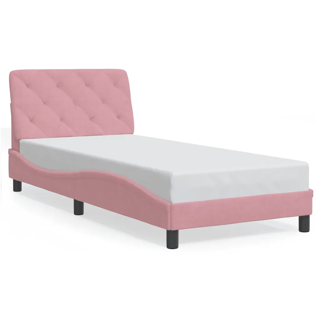 Letto singolo | Letto per adulti | Giroletto senza Materasso Rosa 80x200 cm in Velluto