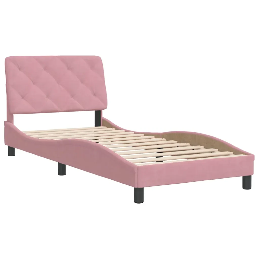 Letto singolo | Letto per adulti | Giroletto senza Materasso Rosa 80x200 cm in Velluto - Image 3