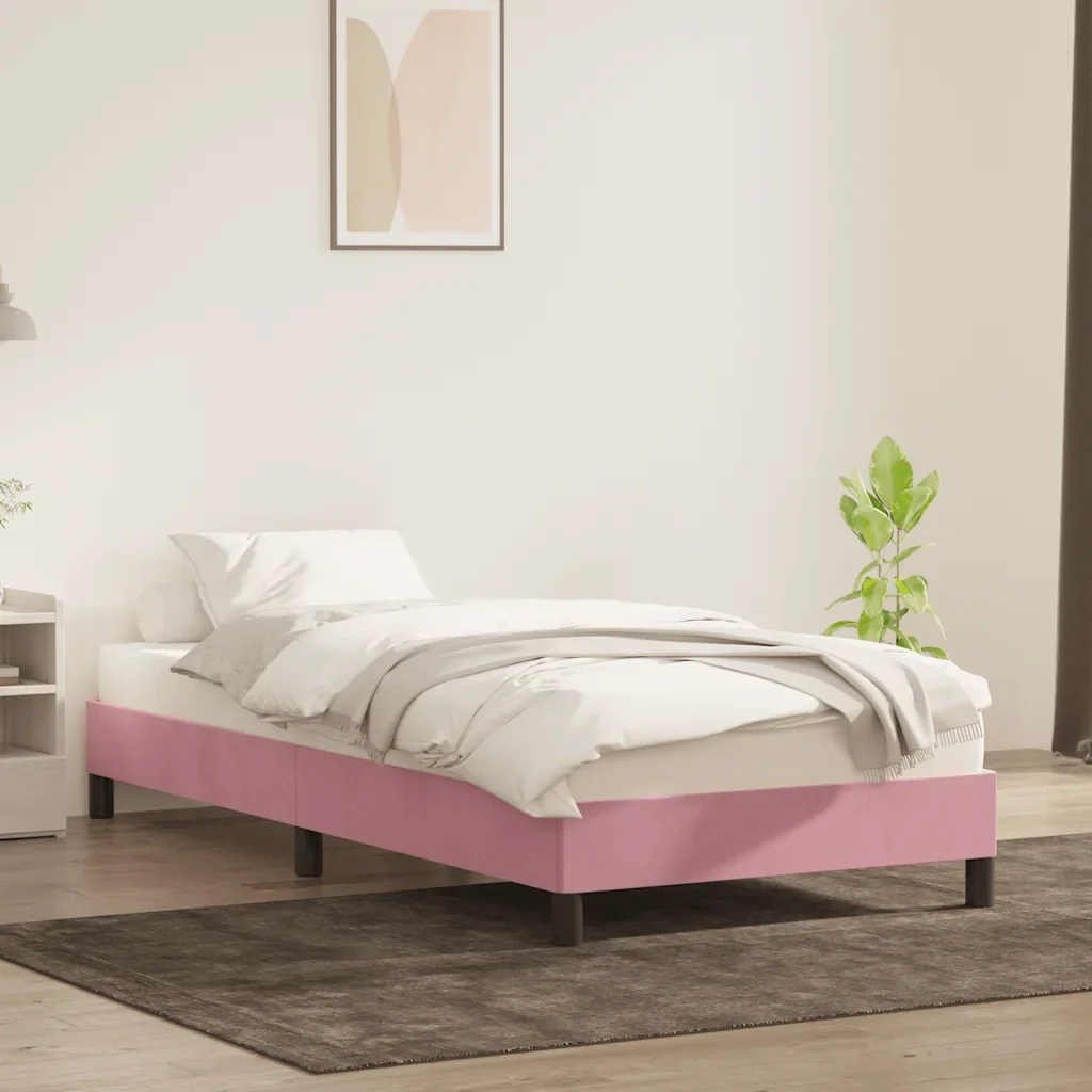 Letto singolo | Letto per adulti | Giroletto senza Materasso Rosa 80x210 cm in Velluto - Image 3