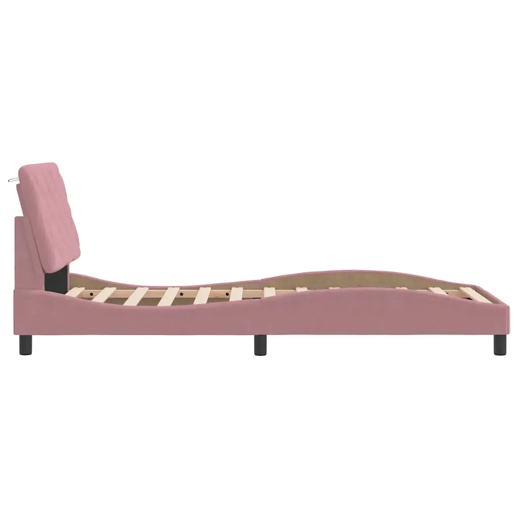Letto singolo | Letto per adulti | Giroletto senza Materasso Rosa 90x190 cm in Velluto - Image 6