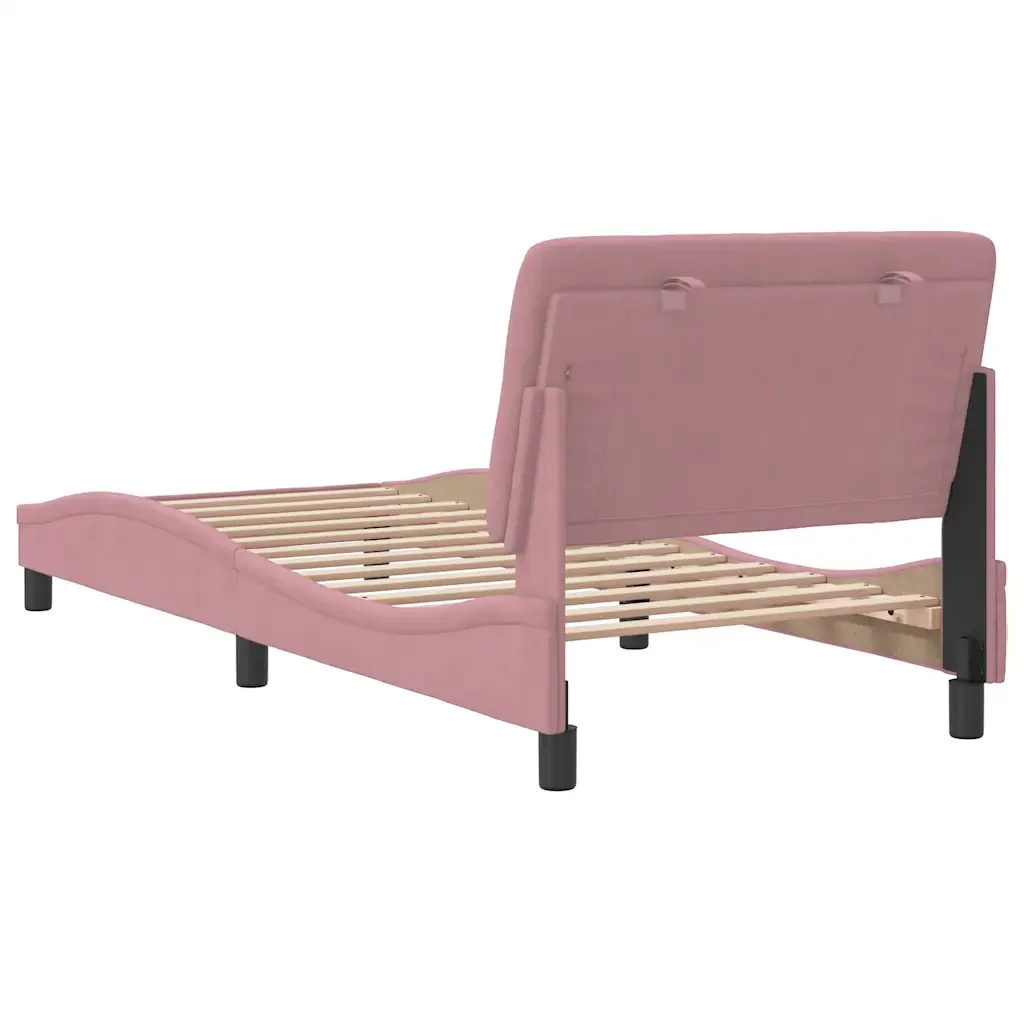 Letto singolo | Letto per adulti | Giroletto senza Materasso Rosa 90x190 cm in Velluto - Image 7