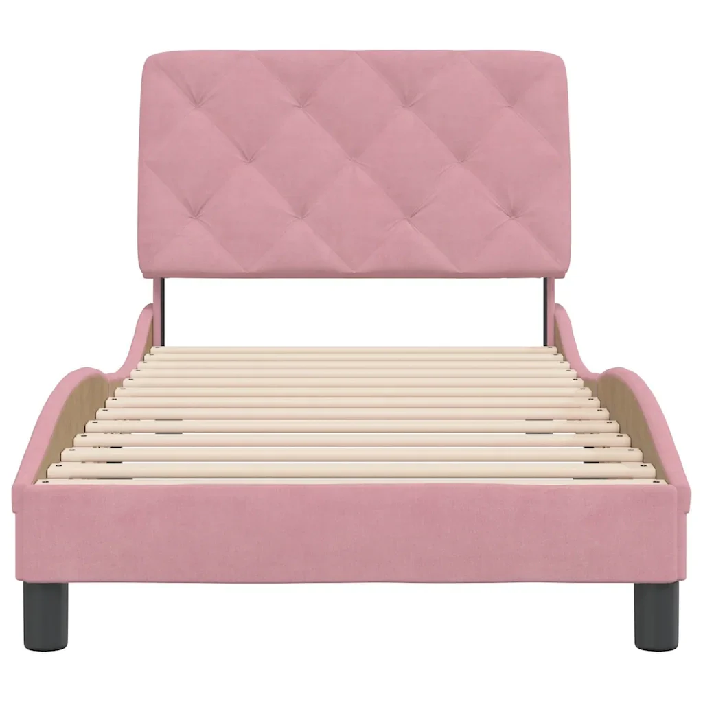 Letto singolo | Letto per adulti | Giroletto senza Materasso Rosa 90x200 cm in Velluto - Image 5